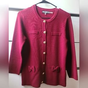 NEW Karl Lagerfeld Wine Gold Button Detail Cardigan - XS